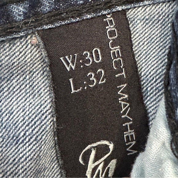 Project Mayhem Men’s 30x32 Distressed Straight Leg Blue Jeans 100% Cotton - Picture 5 of 7